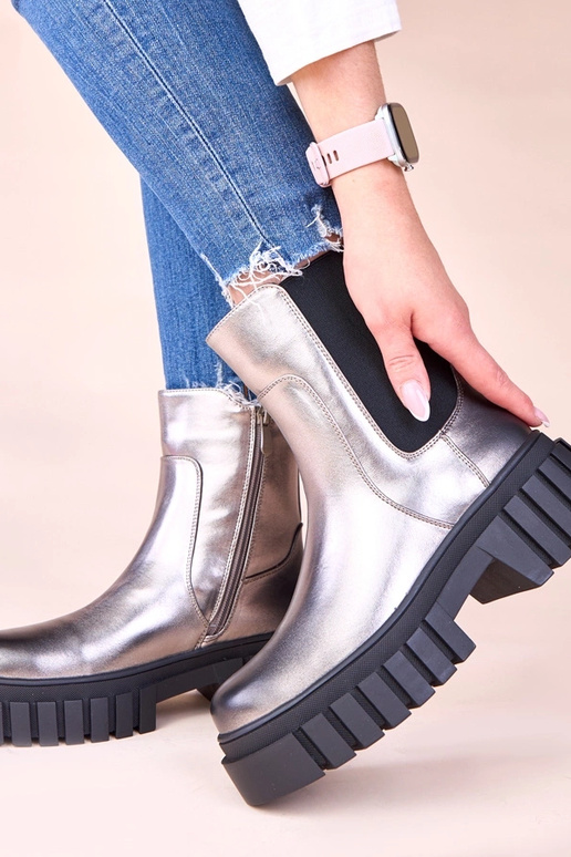Botines plateados con plataforma y...