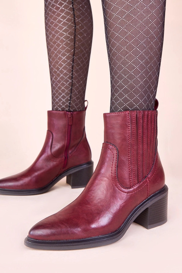 Botines burdeos con tacón y banda elástica Sesie