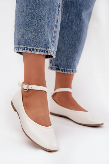 bailarinas Femenino con correas I con hebillas el color blanco Janelor 2