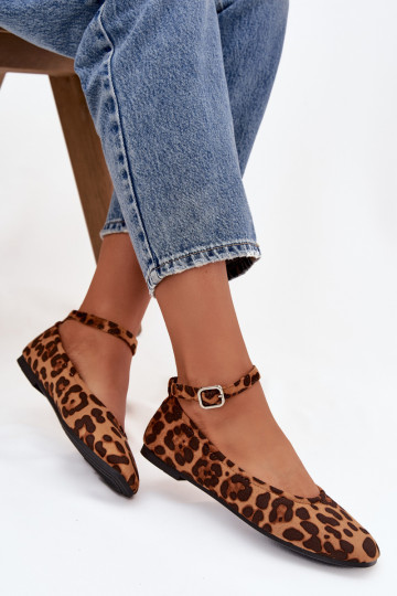 bailarinas Femenino con correas I con hebillas con estampados de piel de leopardo Janelor