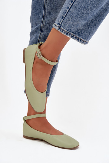 bailarinas Femenino con correas I con hebillas color verde Janelor