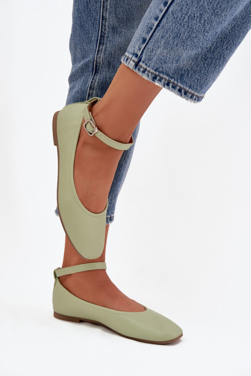 bailarinas Femenino con correas I con hebillas color verde Janelor