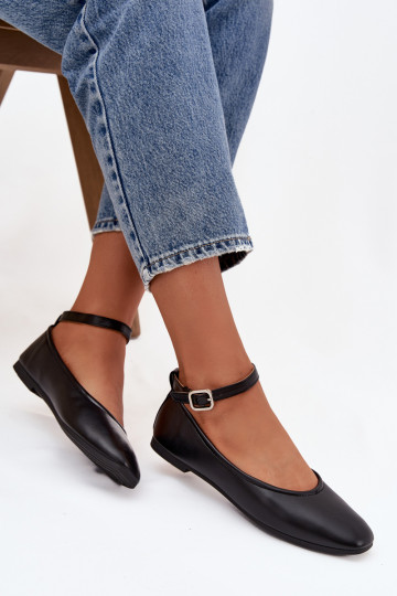 bailarinas Femenino con correas I con hebillas de color negro Janelor