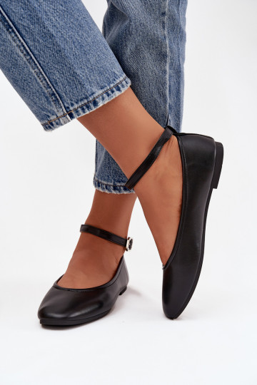 bailarinas Femenino con correas I con hebillas de color negro Janelor 2