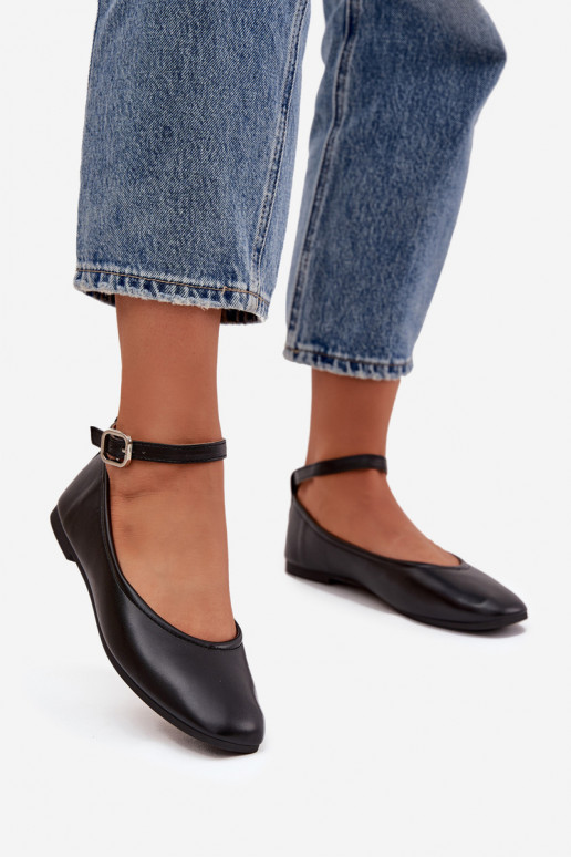 bailarinas Femenino con correas I con hebillas de color negro Janelor