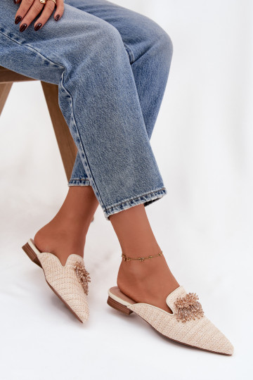 zapatillas de mujer con adornos beige Katrine