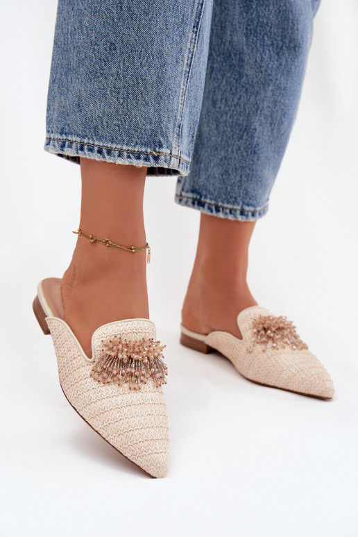 zapatillas de mujer con adornos beige Katrine