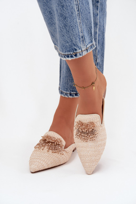 zapatillas de mujer con adornos beige Katrine