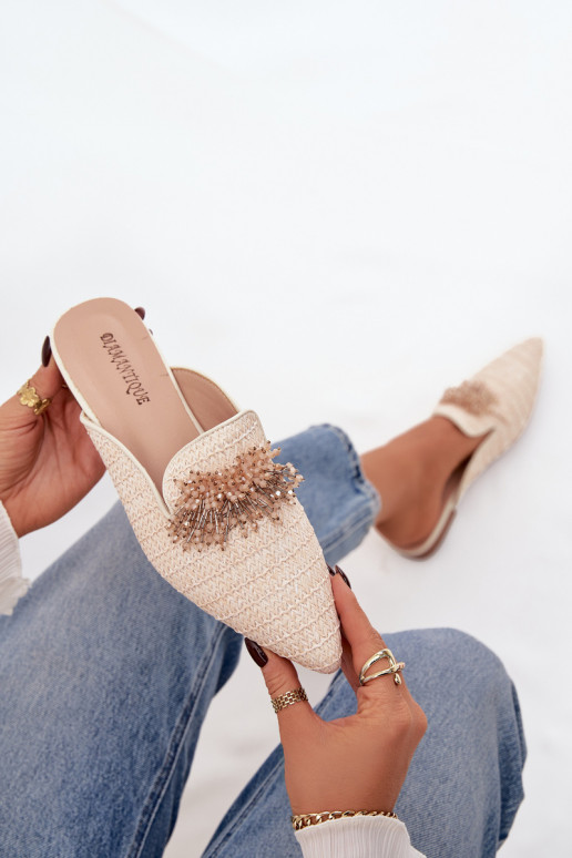 zapatillas de mujer con adornos beige Katrine