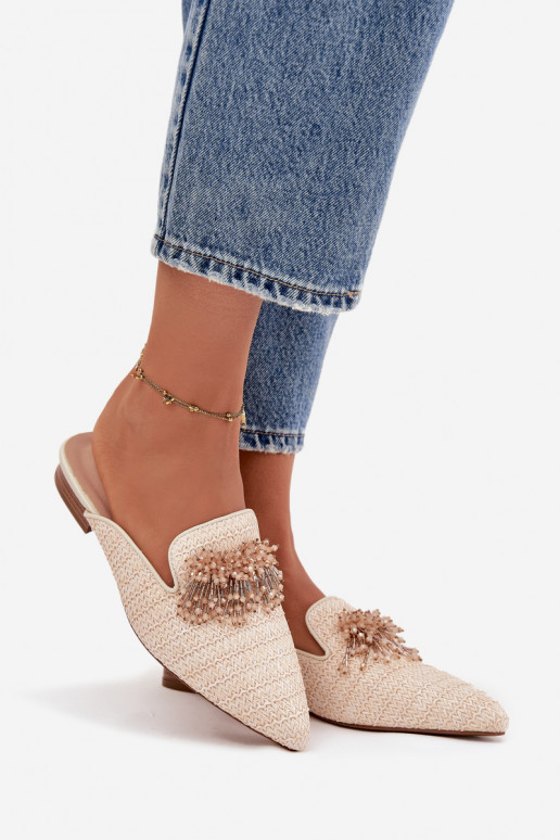 zapatillas de mujer con adornos beige Katrine