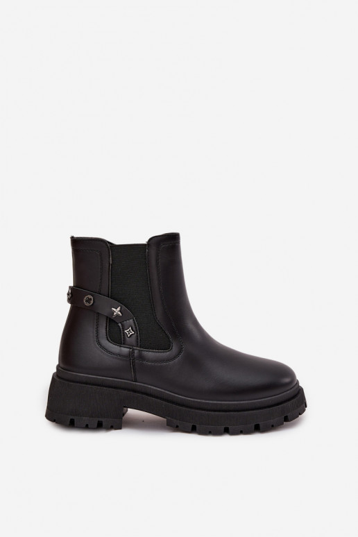 botas con estilo Al castillo Con decoracionesi Detalami calentamiento de color negro Verisse