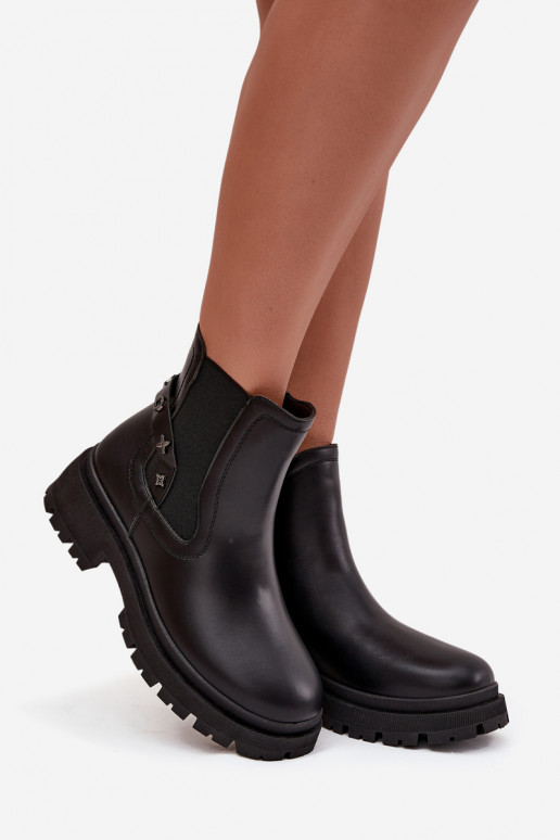 botas con estilo Al castillo Con decoracionesi Detalami calentamiento de color negro Verisse