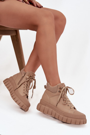 Femenino calentamiento Botas zapatos con una plataforma color marrón Carenna