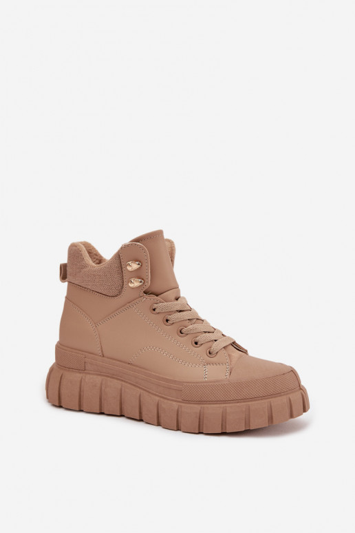 Femenino calentamiento Botas zapatos con una plataforma color marrón Carenna