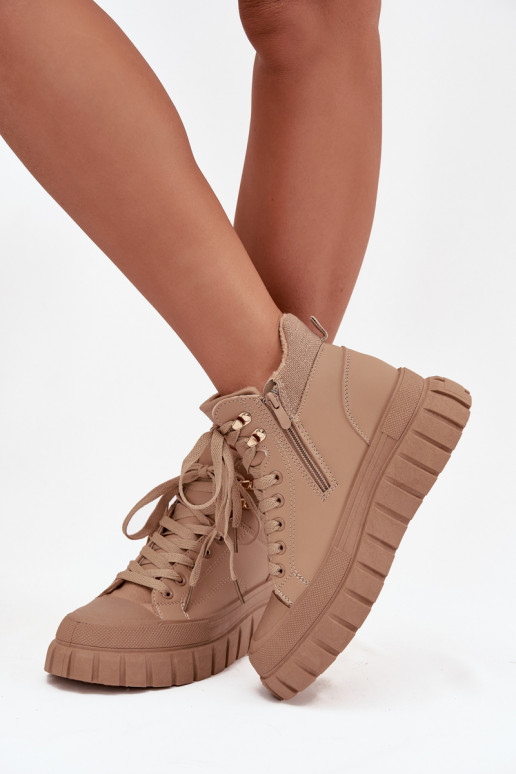 Femenino calentamiento Botas zapatos con una plataforma color marrón Carenna