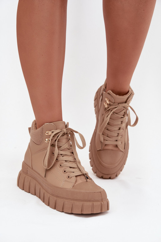 Femenino calentamiento Botas zapatos con una plataforma color marrón Carenna