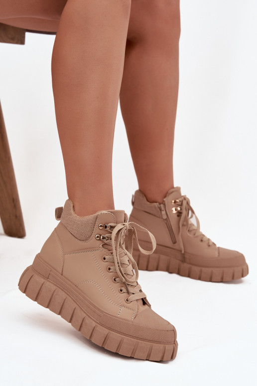 Femenino calentamiento Botas zapatos con una plataforma color marrón Carenna