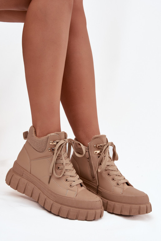 Femenino calentamiento Botas zapatos con una plataforma color marrón Carenna