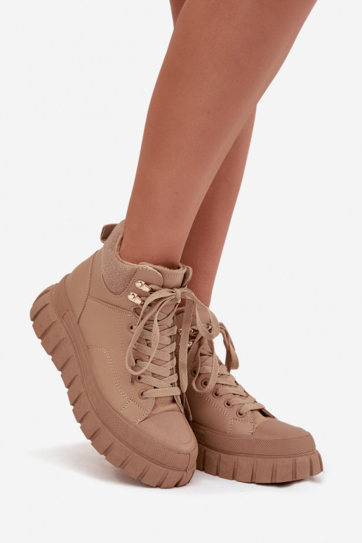 Femenino calentamiento Botas zapatos con una plataforma color marrón Carenna