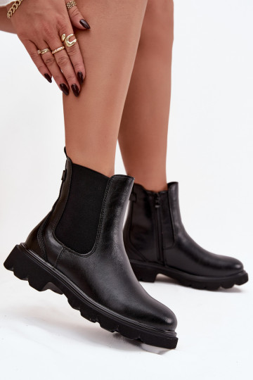 Botas de trabajo de tobillo para mujer con forro térmico color negro "Ivonelle"