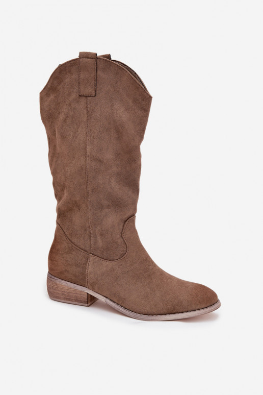 botas estilo vaquero En un tacón bajode gamuza ecológicau beige Cherrie