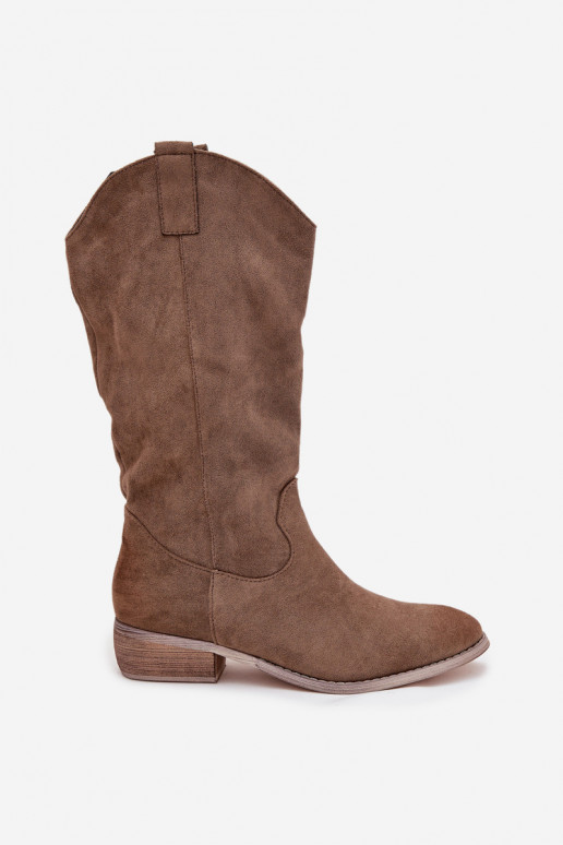 botas estilo vaquero En un tacón bajode gamuza ecológicau beige Cherrie