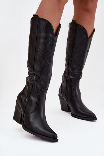 Botines con efecto charol, tacones y tiras color negro "Dorelia" 2