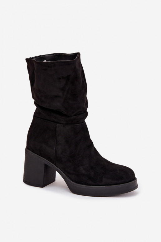 Botas de mujer Con volantes con tacones calentamiento de color negro Amoria