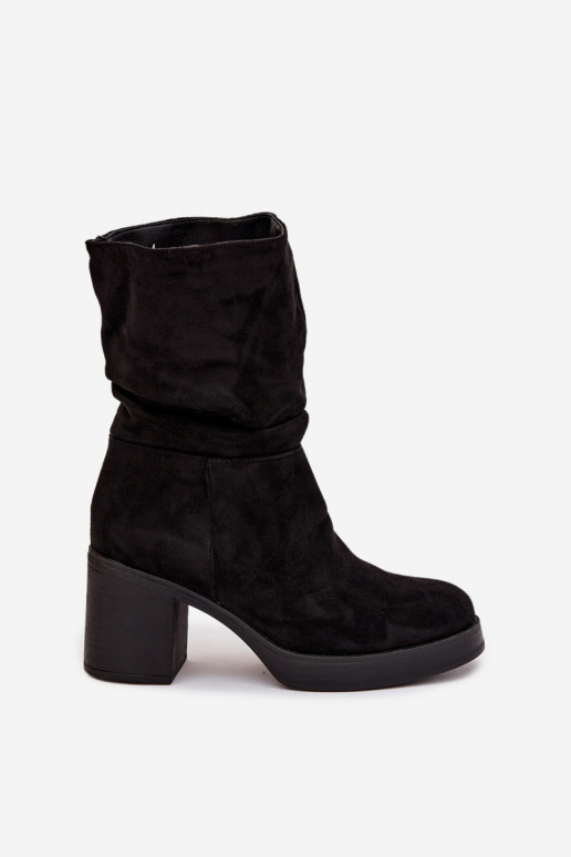 Botas de mujer Con volantes con tacones calentamiento de color negro Amoria