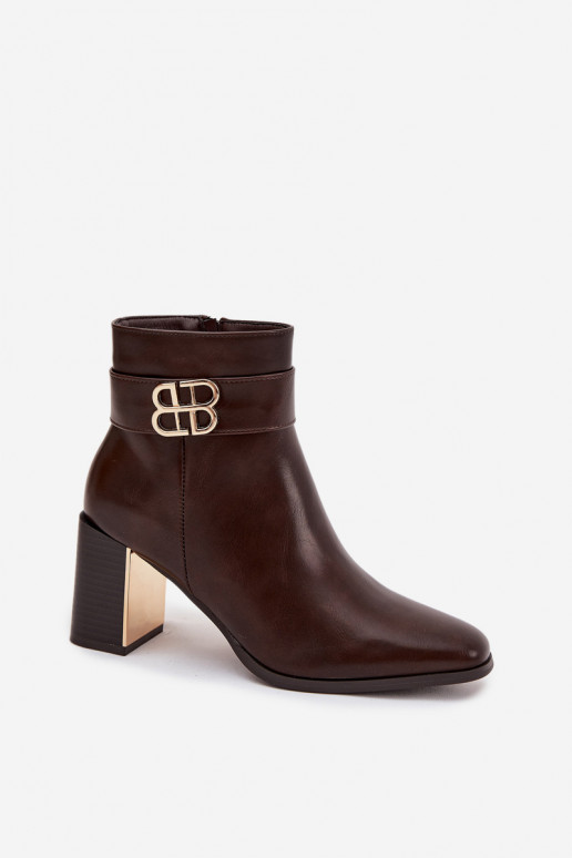 Botas de mujer con correas I color doradom Detalem CzekoladoAe Galinne