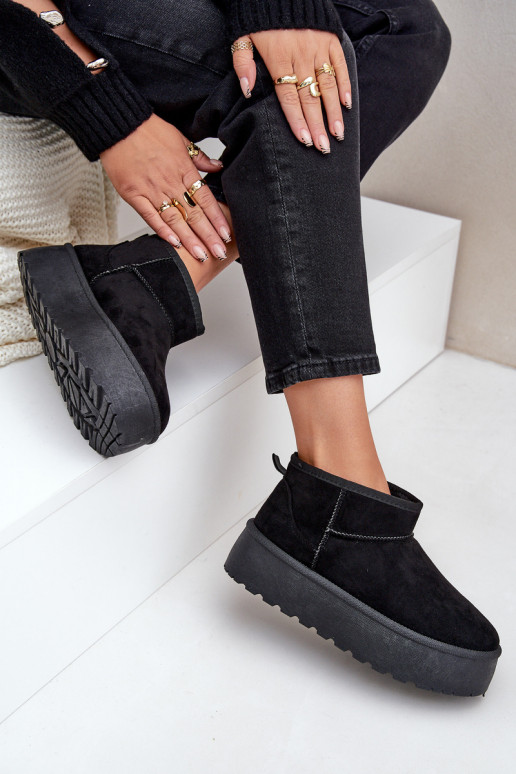 Femenino Botas de nieve con una plataforma de color negro Ninala