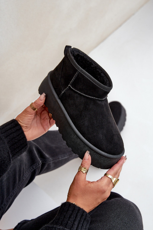 Femenino Botas de nieve con una plataforma de color negro Ninala