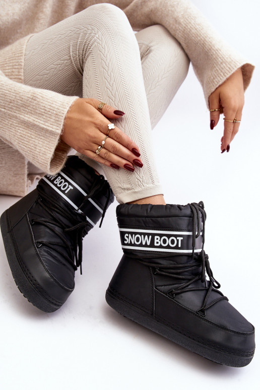 Femenino Botas de invierno con cordones de color negro Soia