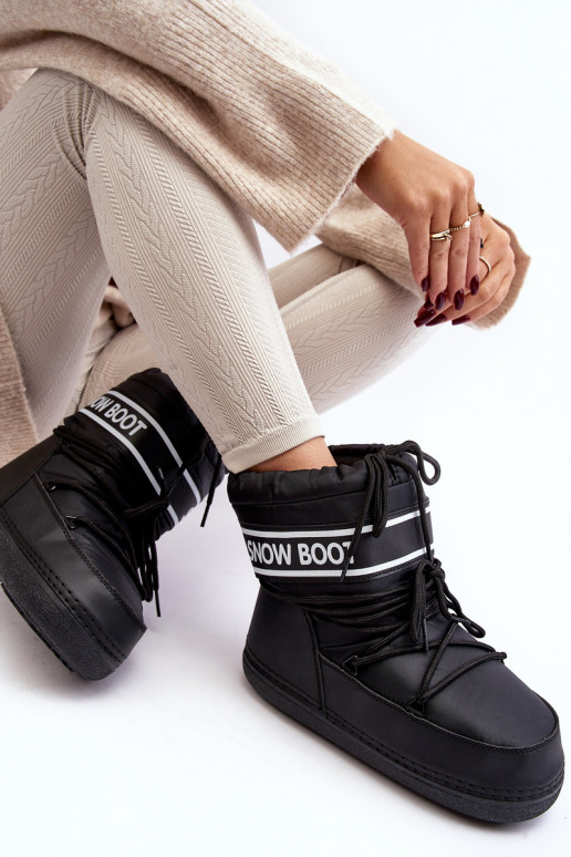 Femenino Botas de invierno con cordones de color negro Soia