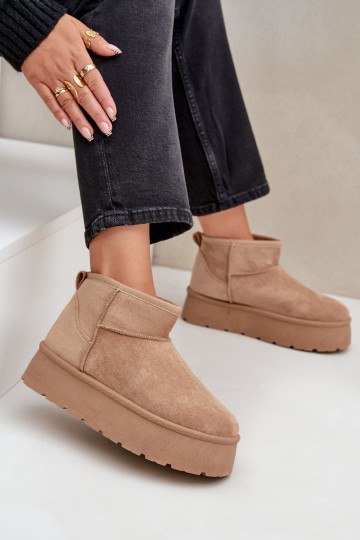 Femenino Botas de nieve con una plataforma beige Ninala