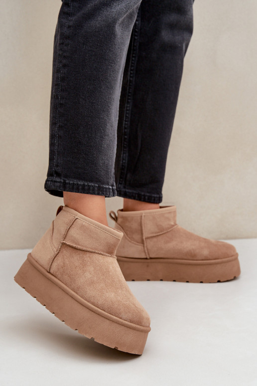 Femenino Botas de nieve con una plataforma beige Ninala
