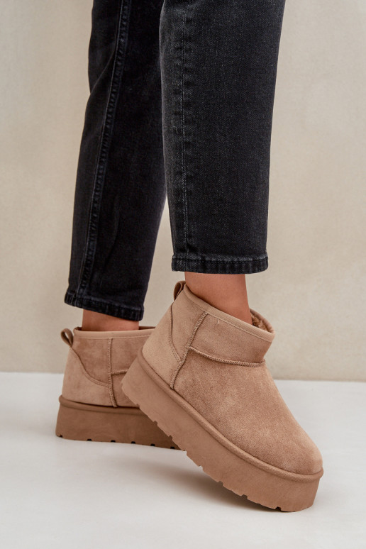 Femenino Botas de nieve con una plataforma beige Ninala