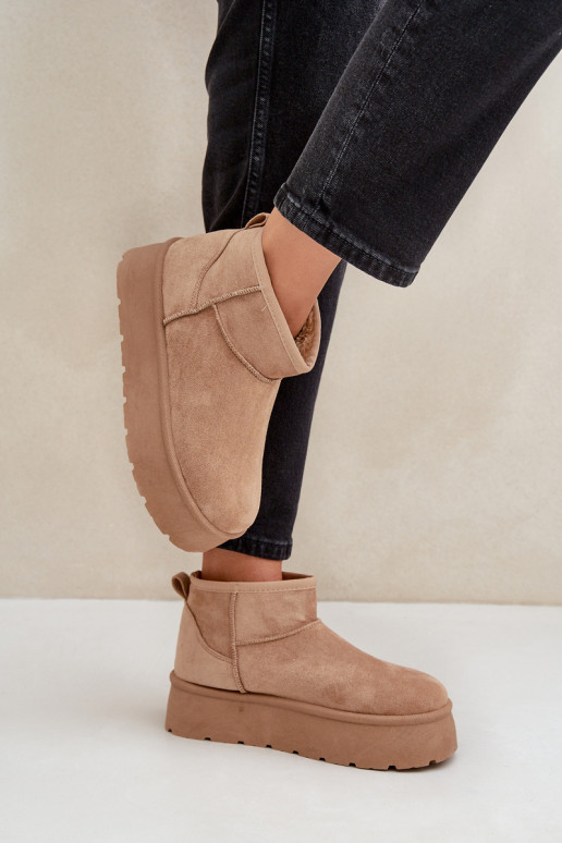 Femenino Botas de nieve con una plataforma beige Ninala