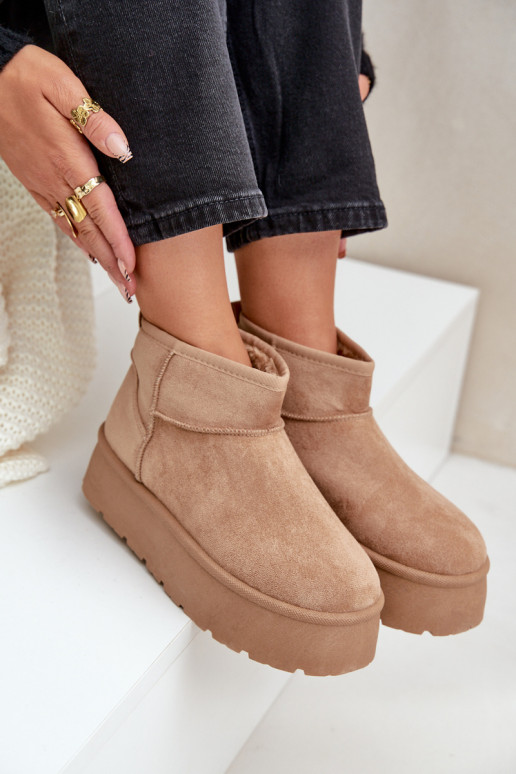 Femenino Botas de nieve con una plataforma beige Ninala