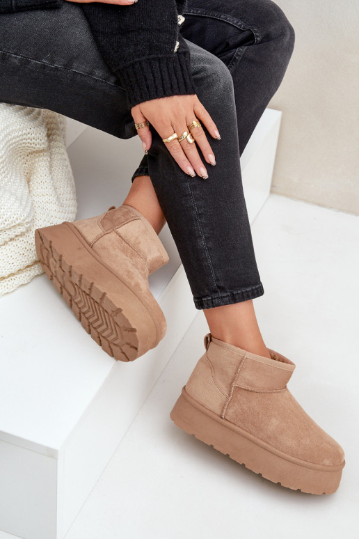 Femenino Botas de nieve con una plataforma beige Ninala