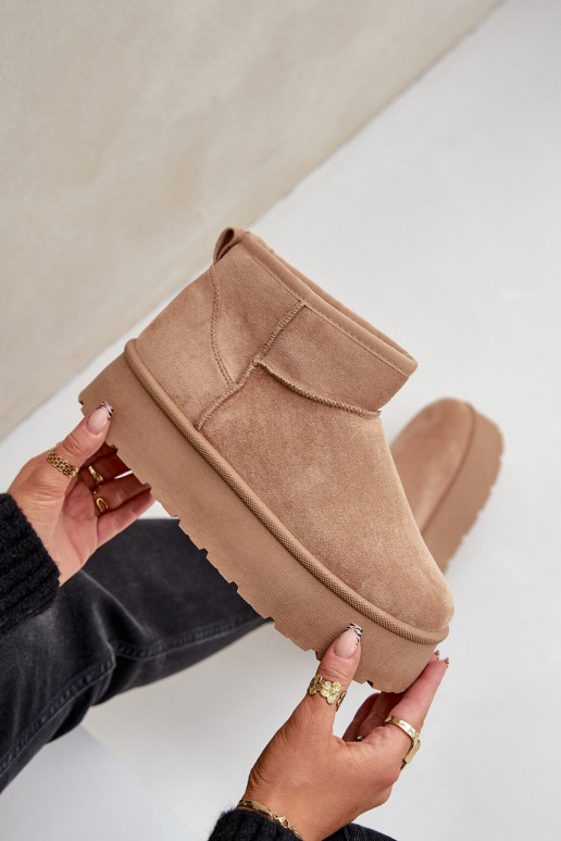 Femenino Botas de nieve con una plataforma beige Ninala