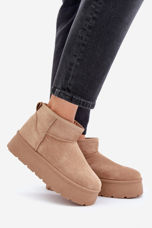 Femenino Botas de nieve con una plataforma beige Ninala