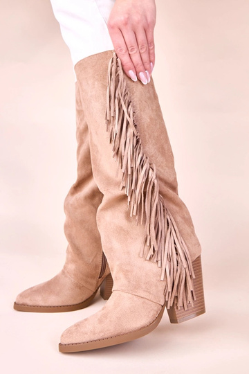 Botines vaqueros color arena con flecos Shia 2
