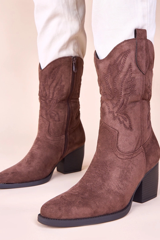 Botines vaqueros marrones con...