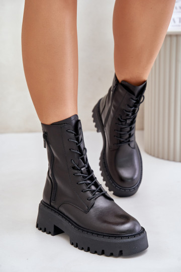 Botines de trabajo para mujer de piel sintética forrados Big Star OO274A387 color negro