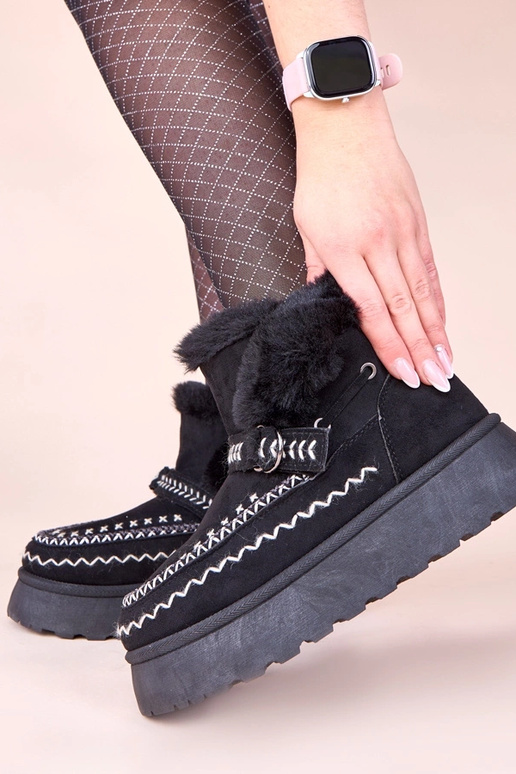 Botas de nieve negras con aplicación...