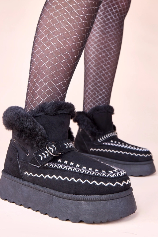 Botas de nieve negras con aplicación...