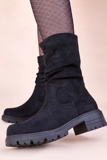 Botines negros con plataforma y pliegues Malha