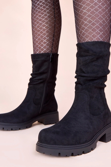 Botines negros con plataforma y pliegues Malha 2