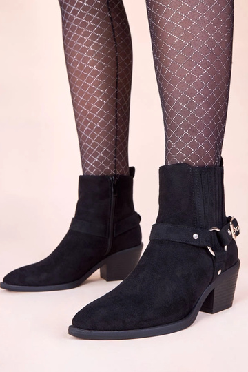 Botines negros con tacón y hebillas decorativas Ritama